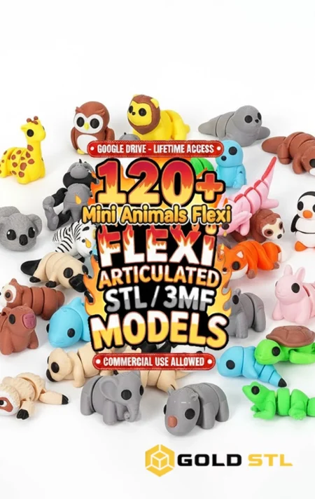 120+ Flexi Mini Animals STL & 3MF PACK