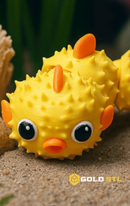 Articulated Puffer Fish STL 3D Print Model