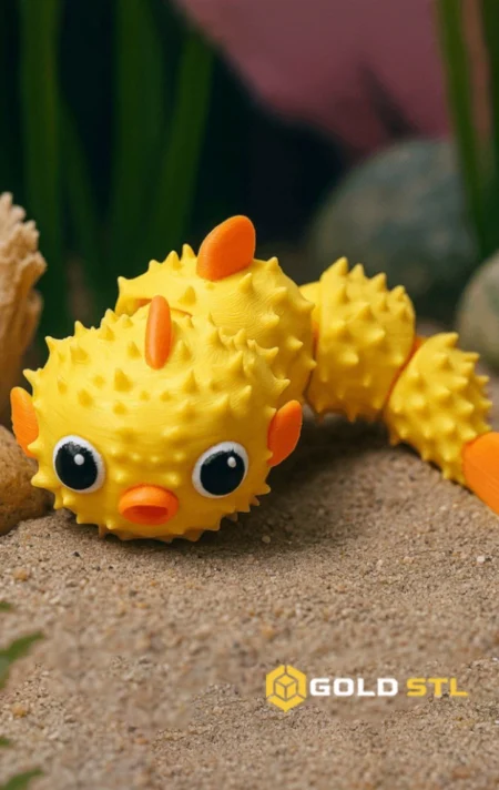 Articulated Puffer Fish STL 3D Print Model