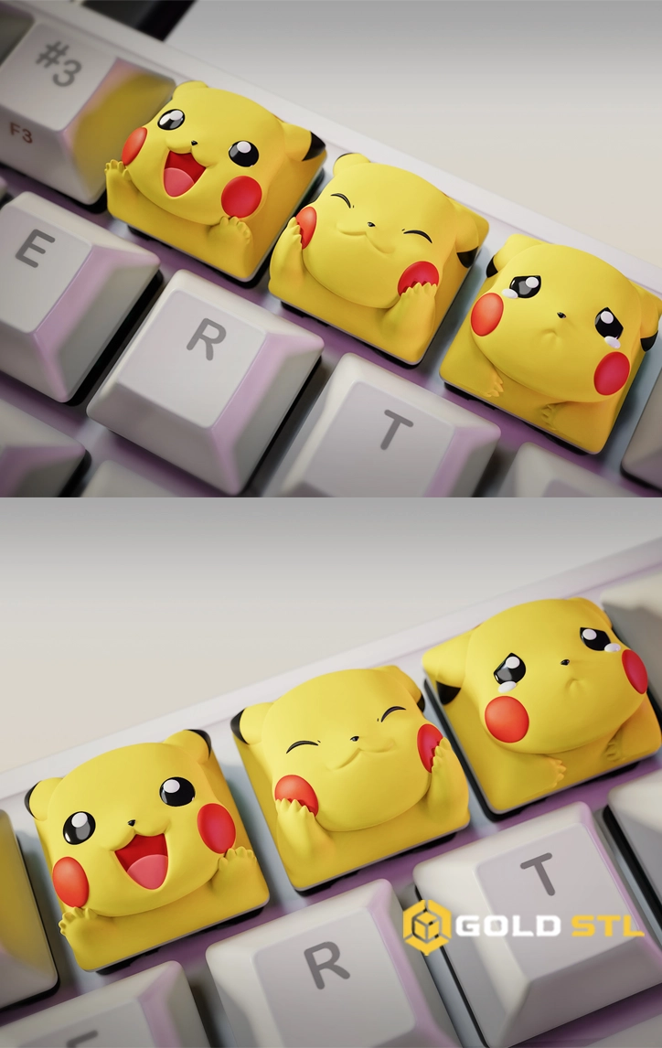 Keycaps Pikachu Pokémon STL 3D Print Models