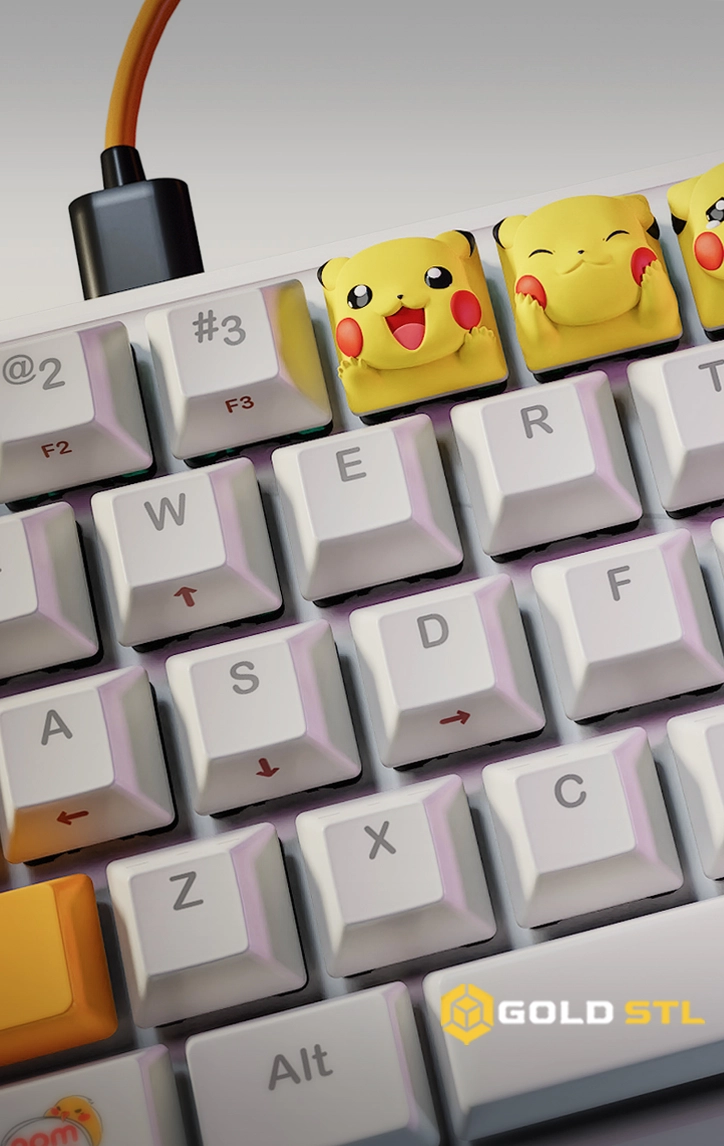 Keycaps Pikachu Pokémon STL 3D Print Models