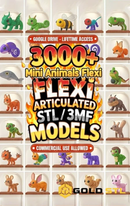3000+ Flexi Mini Animals STL & 3MF Bundle