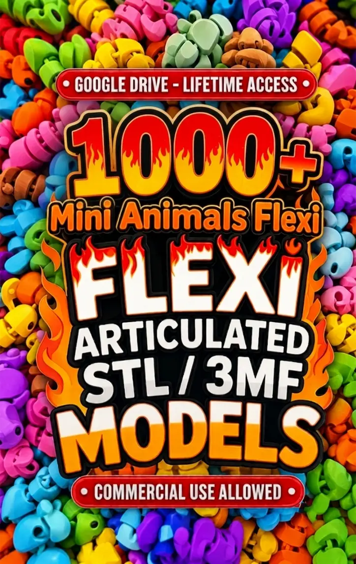 1000+ Flexi Mini Animals STL & 3MF Mega Bundle