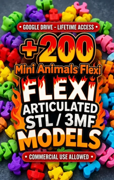 200+ Mini Flexi Animals Bundle | STL & 3MF Files + Keychains | Articulated 3D Print Models