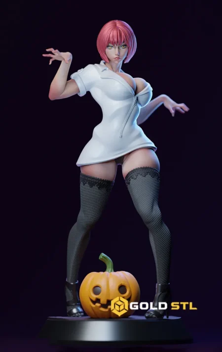 Halloween Sexy Lady Pumpkin STL 3D Print Model
