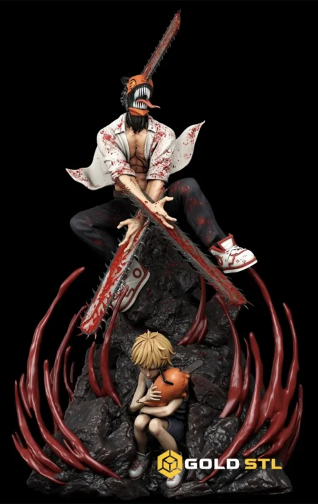 Denji & Pochita Chainsaw Man STL 3D Print Model 