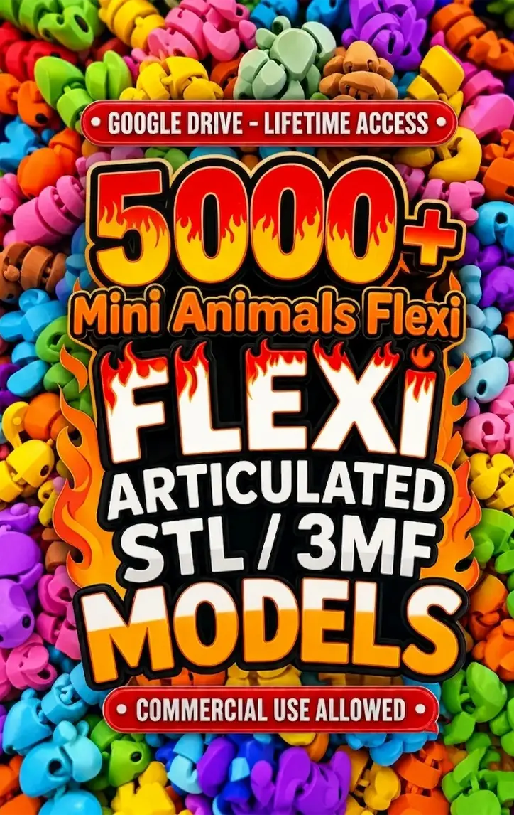 5000+ Flexi Mini Animals STL & 3MF Mega Bundle