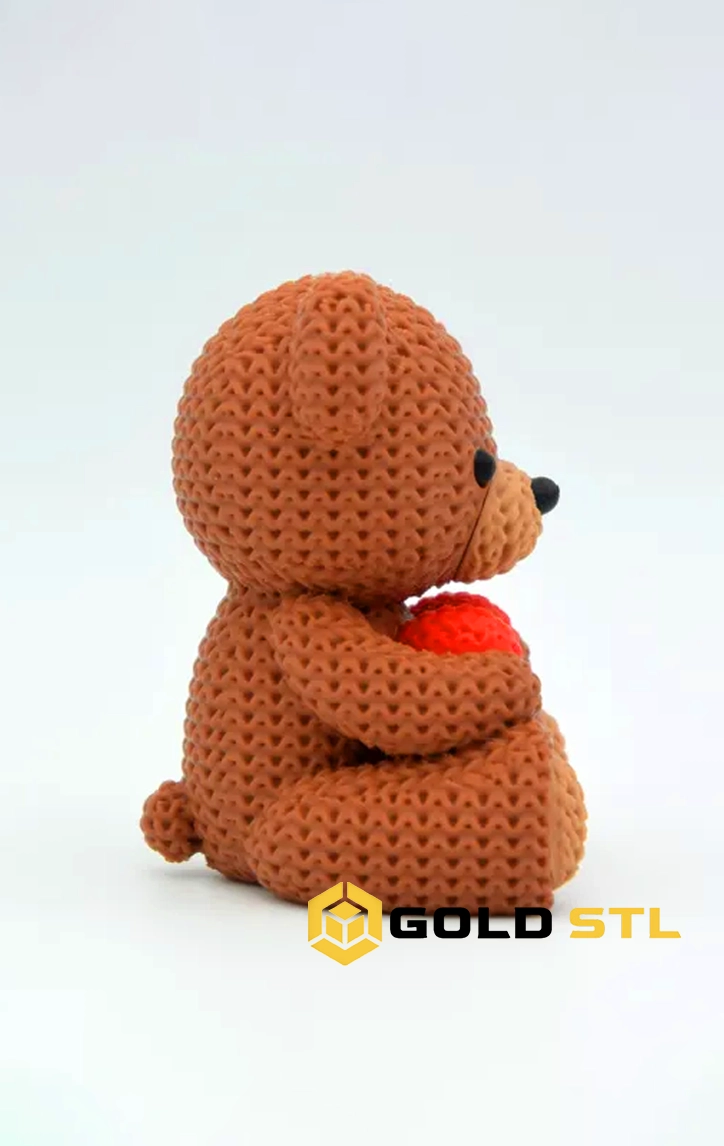 Knitted Valentine’s Day Teddy Bear STL 3D Print Model - Image 2