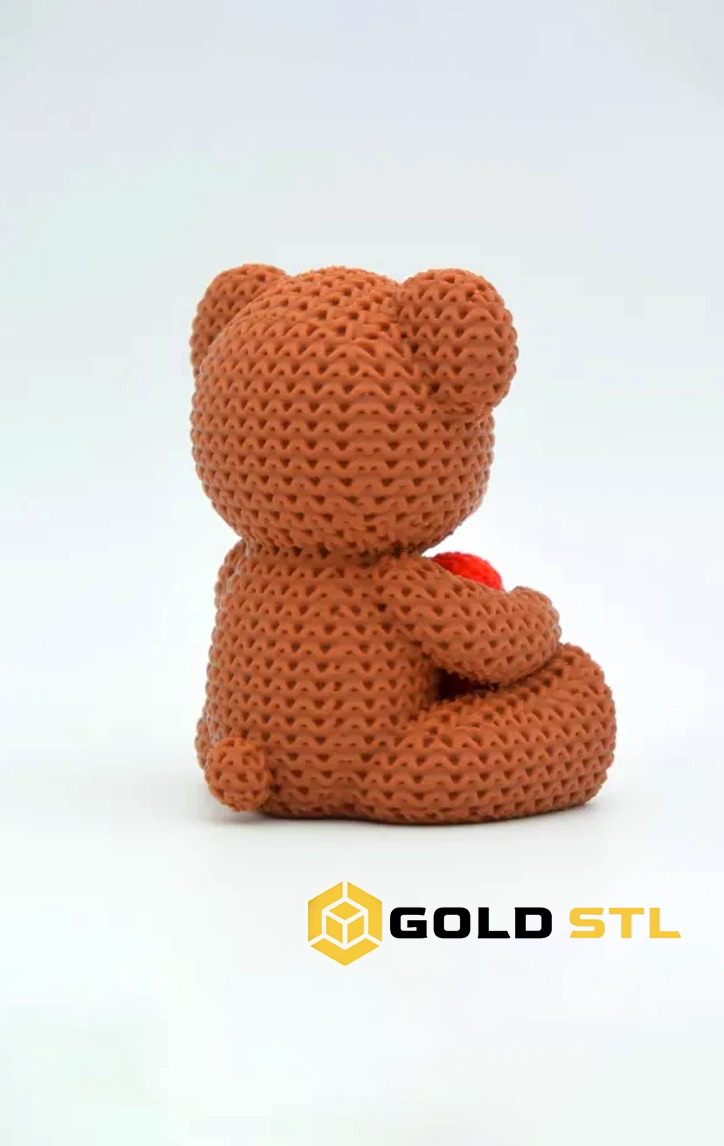 Knitted Valentine’s Day Teddy Bear STL 3D Print Model - Image 3