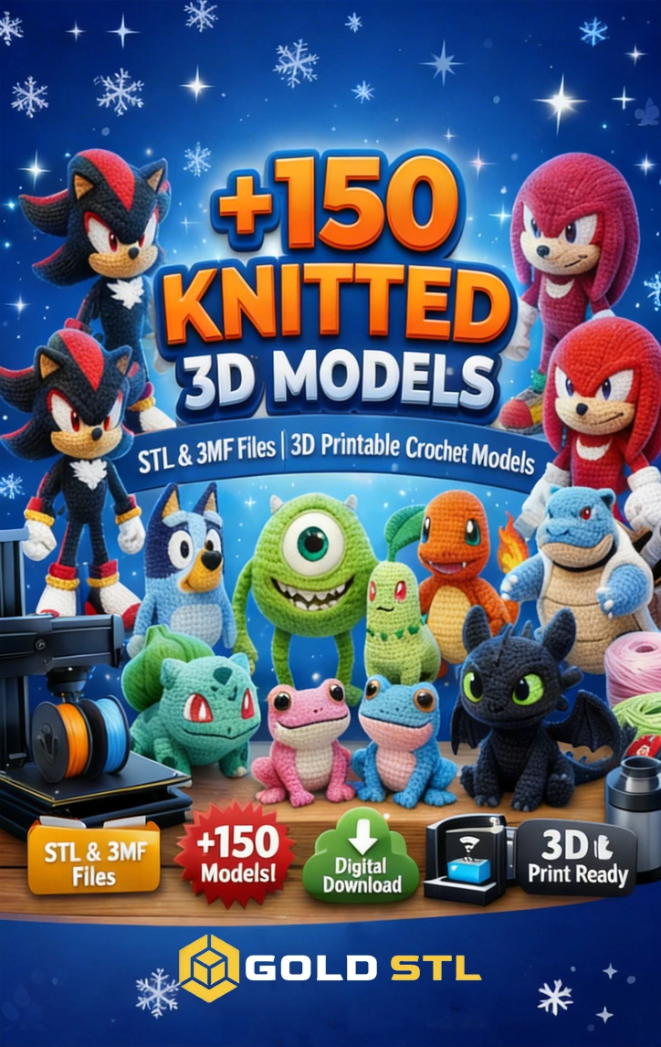 150+ Knitted Style 3D Models Bundle | STL & 3MF Files | 3D Printable Crochet Models