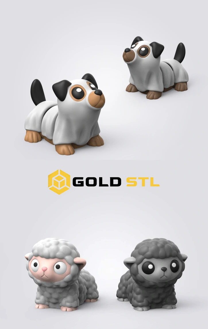 300 Mini Flexi Figures STL & 3MF Files + Keychains | Articulated Mini Animals 3D Print Bundle | Print-in-Place Models - Image 5