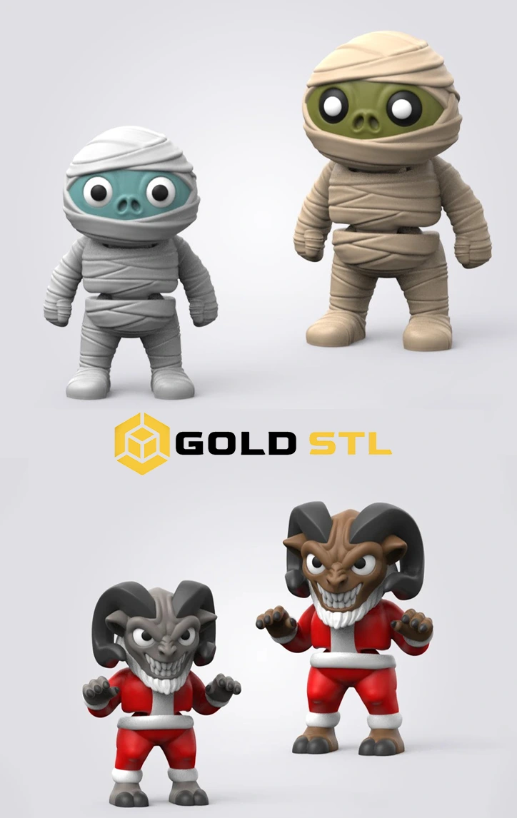300 Mini Flexi Figures STL & 3MF Files + Keychains | Articulated Mini Animals 3D Print Bundle | Print-in-Place Models - Image 3