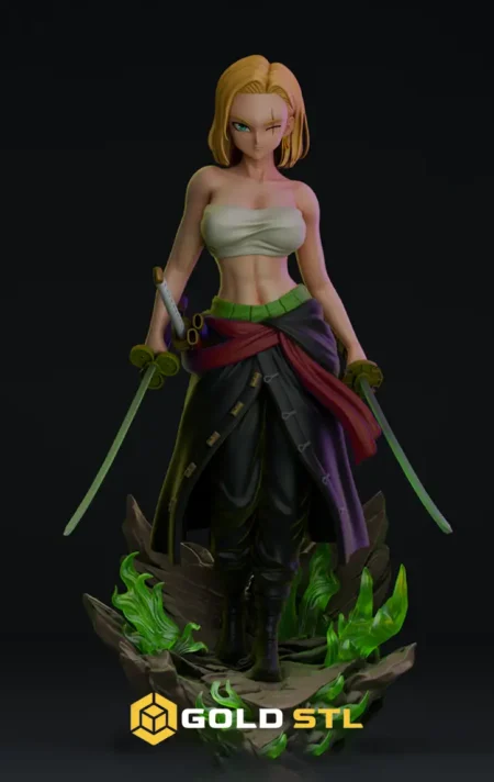 Android 18 Dragon Ball x Roronoa Zoro One Piece STL Epic 3D Model