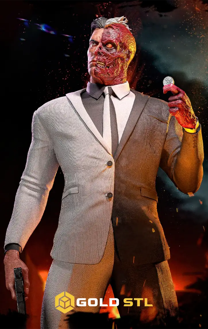 Two-Face Harvey Dent Batman STL Epic 3D Model | DC Comics Villain Figure for 3D Printing | High Detail Collectible STL File - Image 2