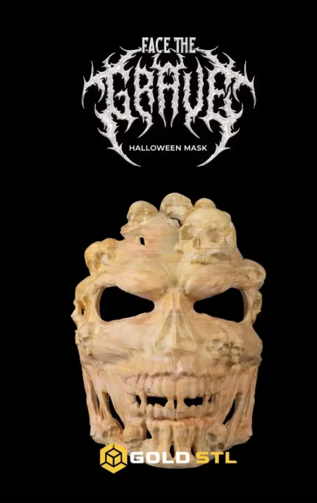 Face the Grave Halloween Mask STL 3D Model | Spooky Skull Mask & Halloween Costume