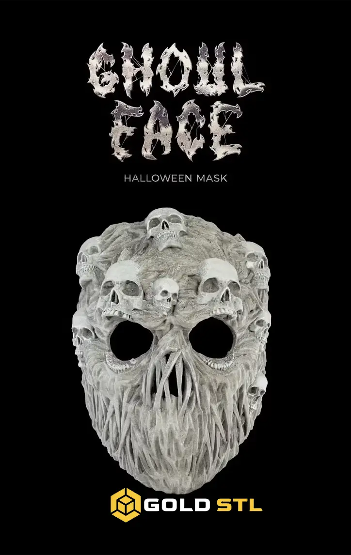 Ghoul Face Halloween Mask STL 3D Model
