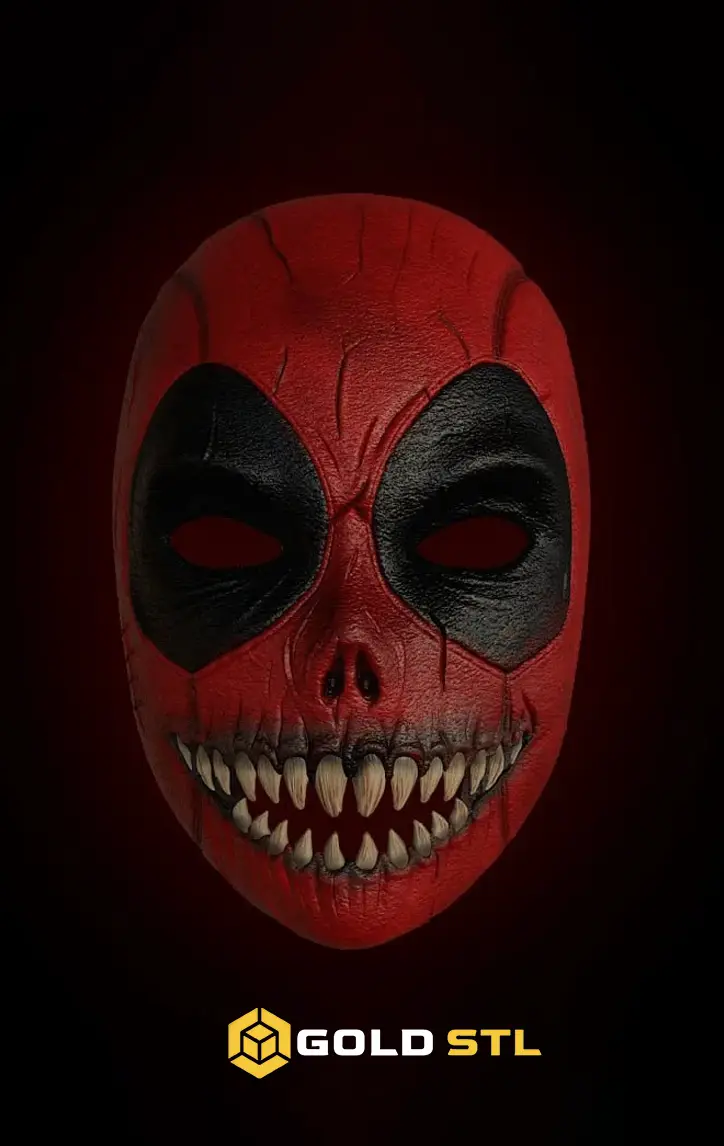 Haunted Deadpool Mask The Halloween Nightmare STL 3D Model | Spooky Deadpool Mask & Halloween Costume - Image 3