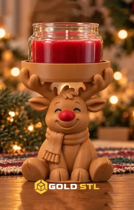 Christmas Reindeer Candle Holder STL 3D Model