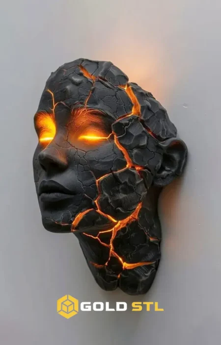Cracking Face Wall Lamp 3MF 3D Print Model