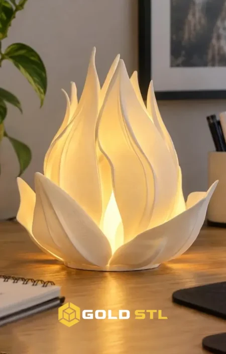 Glowing Lotus Lamp STL 3D Print Model